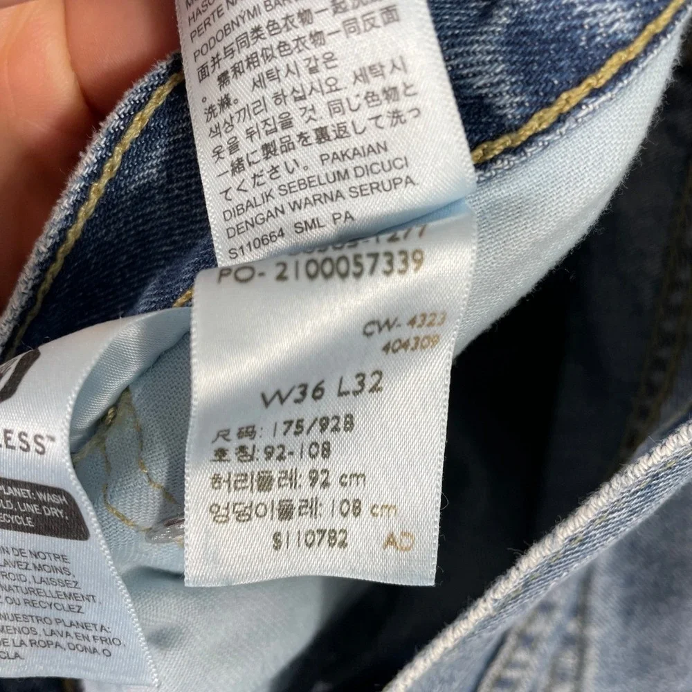 Levis 505 Jeans Mens 36x32 Blue Regular Fit Straight‎ Leg Denim
